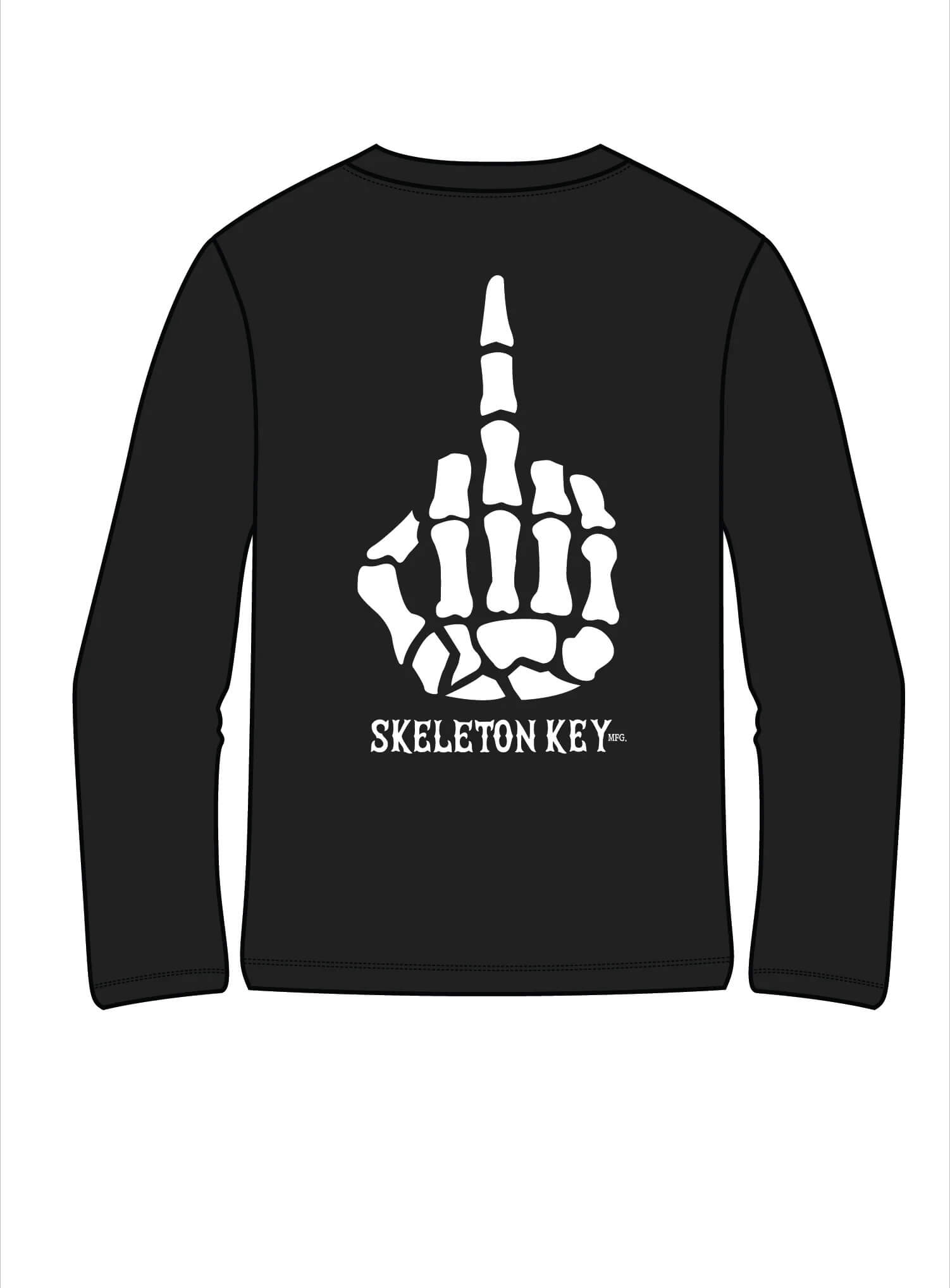 Skeleton Key Middle Finger Long Sleeve Shirt — image 2