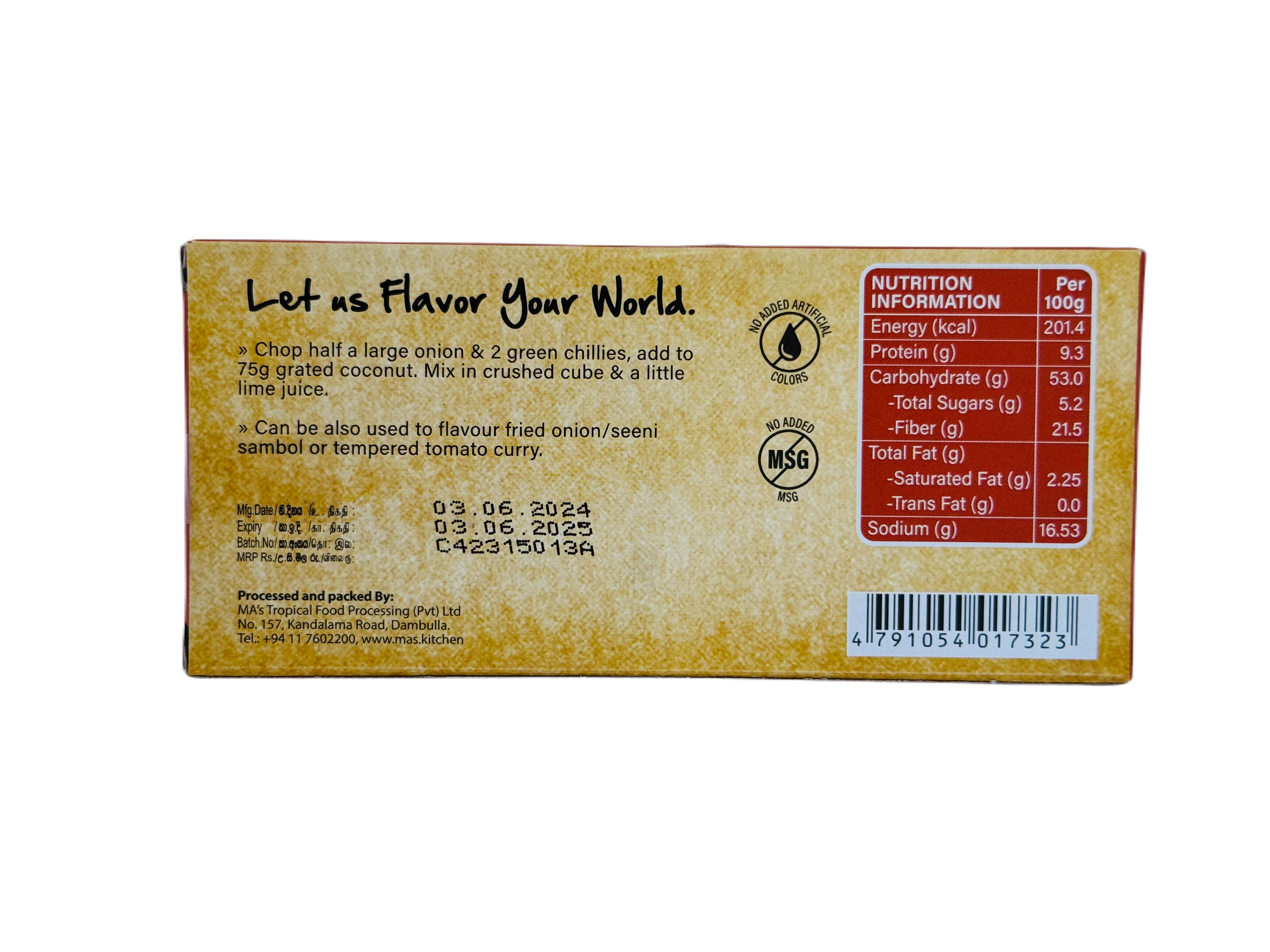 MA'S SRI LANKAN SAMBOL SEASONING CUBE X6 - Image 2