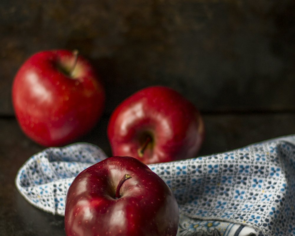 Spartan apples in a paper peck bag