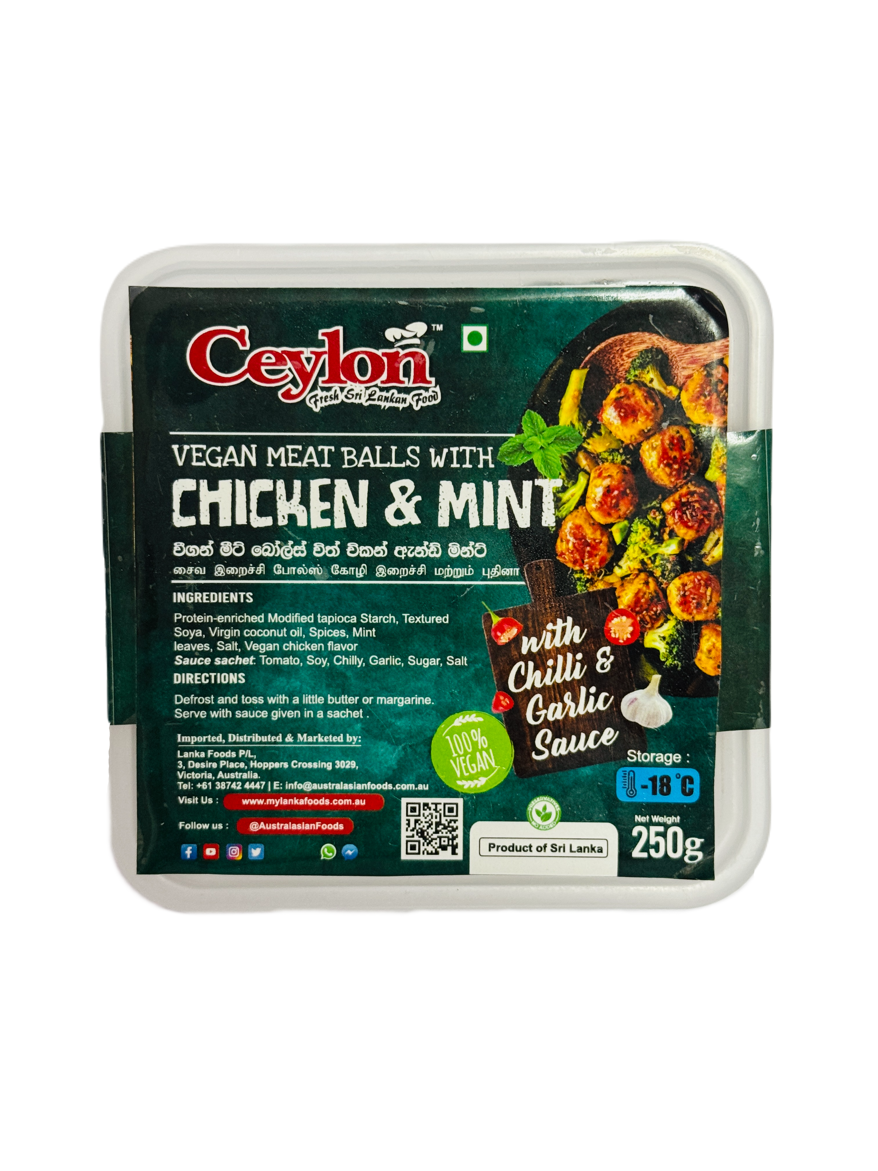 CEYLON  VEGAN MEAT BALLS WITH CHICKEN & MINT