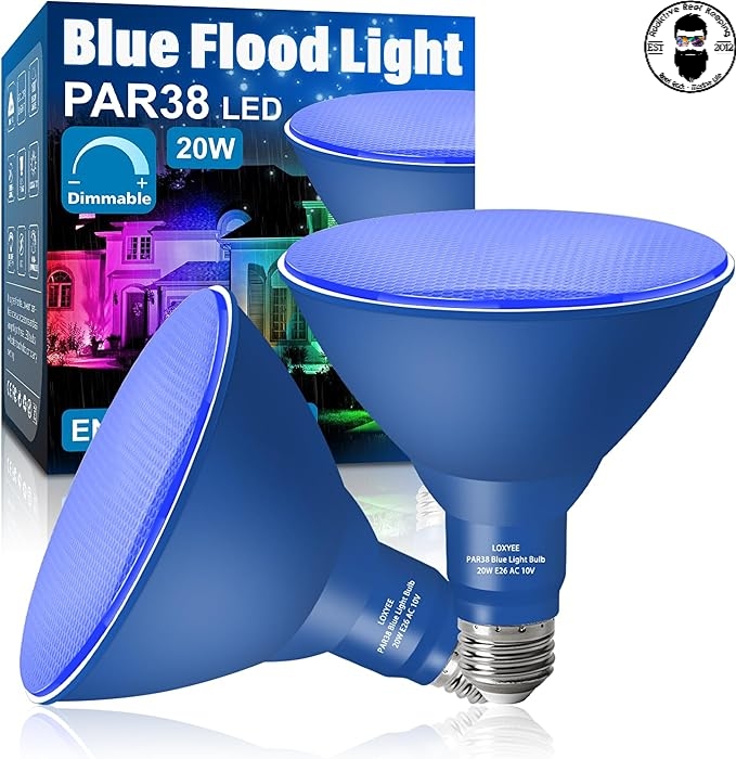 PAR38 Blue Grow Light Bulb 420nm, Dimmable,E26 Base Blue Flood Light Outdoor(20W Replace to 200W),Blue Light Bulb